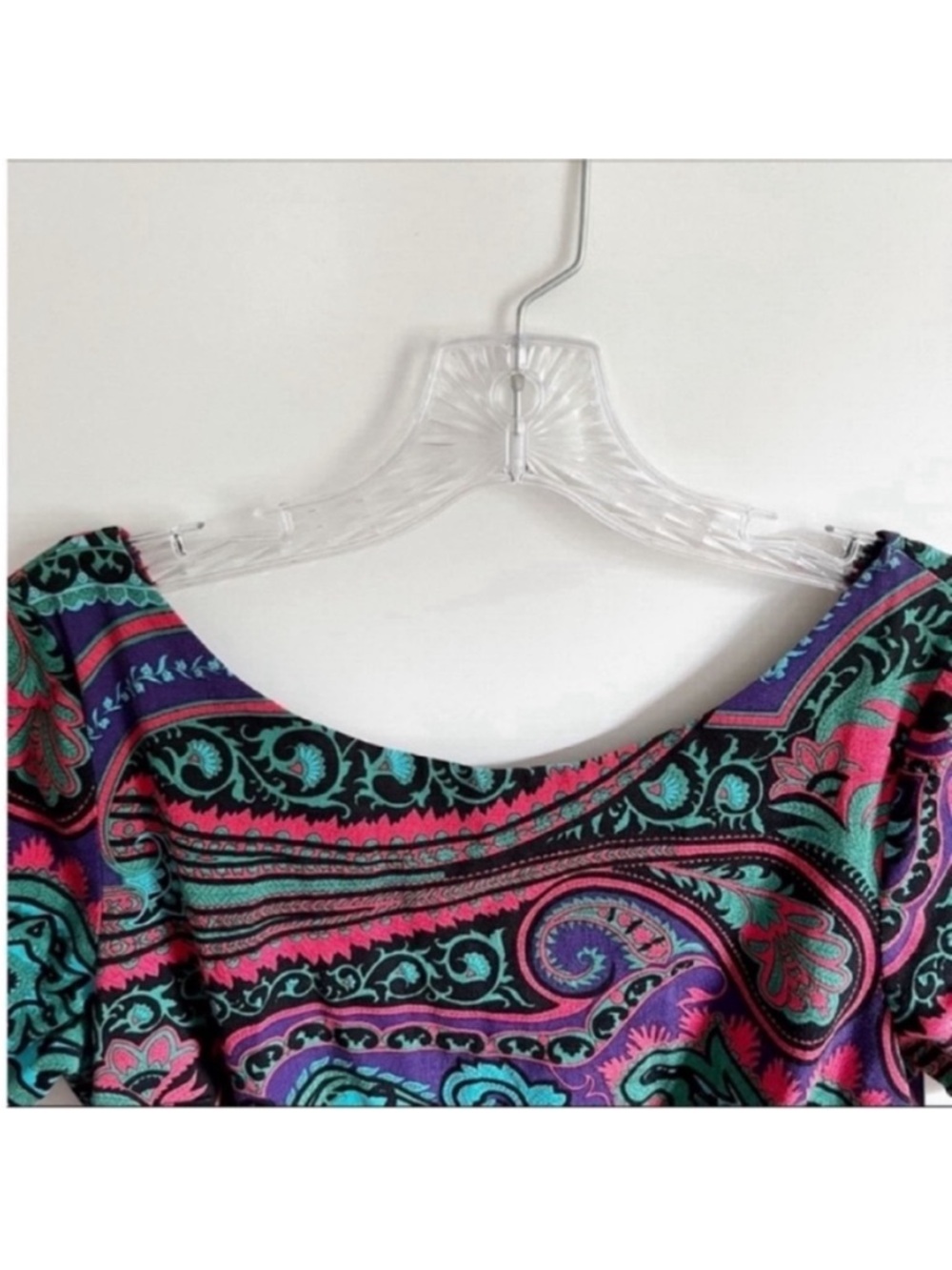 Plenty by Tracy Reese Baga shift dress purple teal paisley v back - Picture 8 of 11